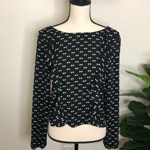 H&M Blouse Black with White Bows